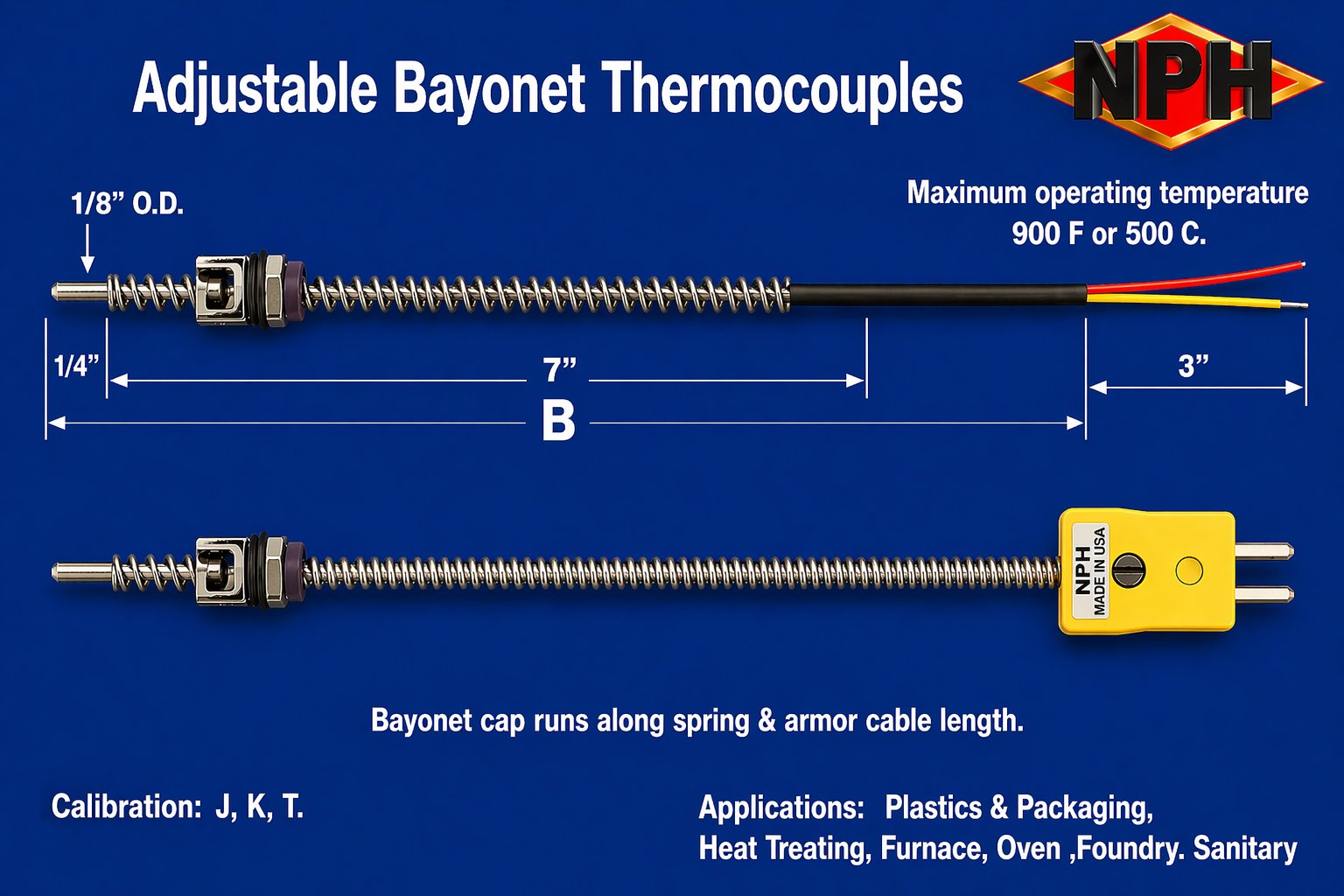 NPH Miniature Adjustable Bayonet Style Thermocouple- A1